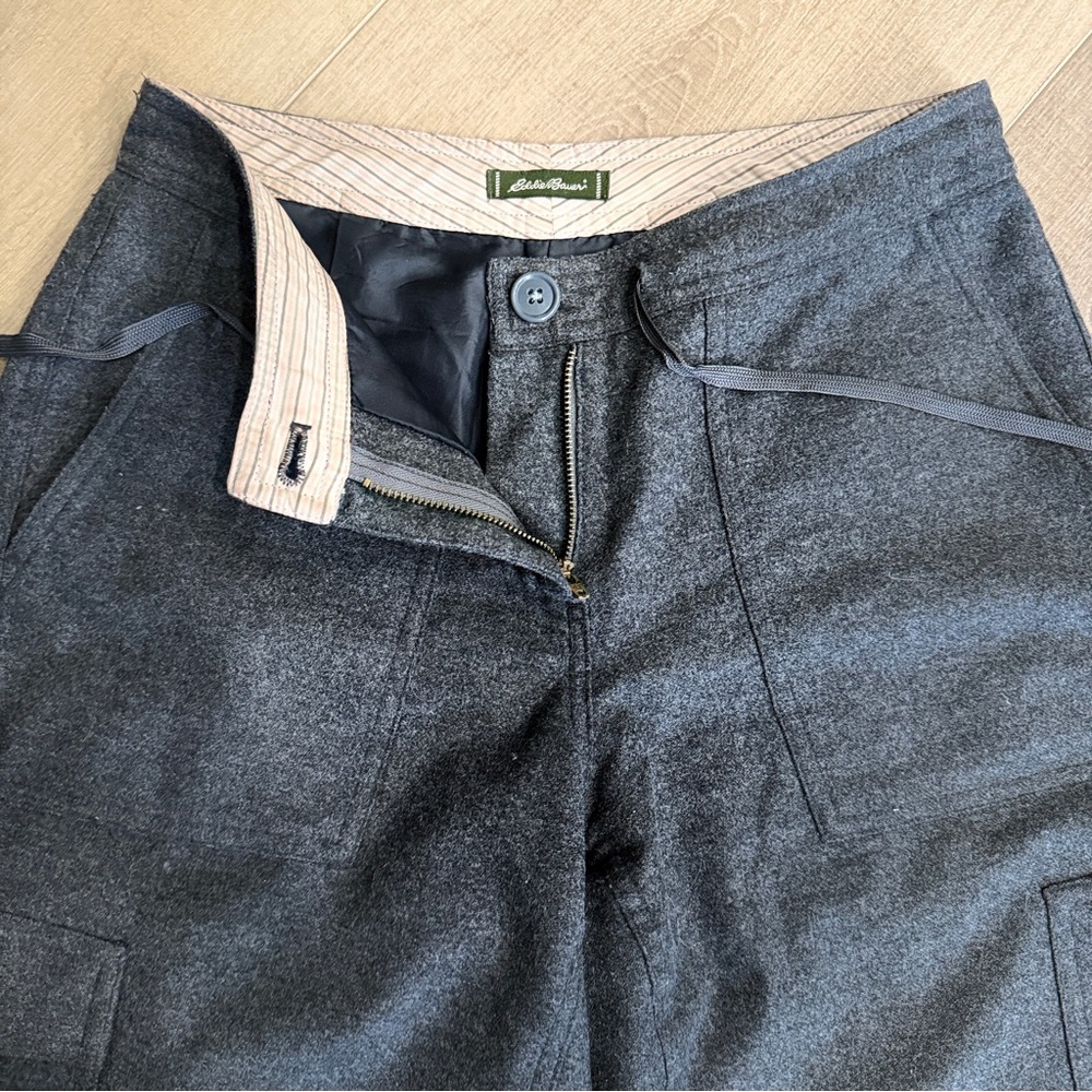 VTG Eddie Bauer Wool Blend Trousers Pants Women 4 28x30.5” Gray Wide Leg Career